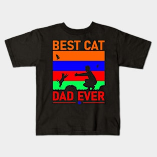 Vintage Best Cat Dad Ever Kids T-Shirt